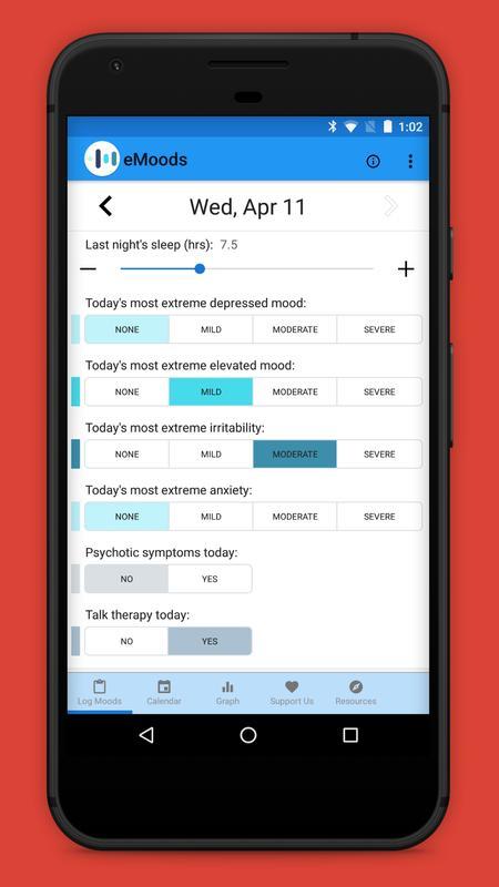 eMoods is a specialized mootracking app that is designed for people who are struggling with bipolar disorder.