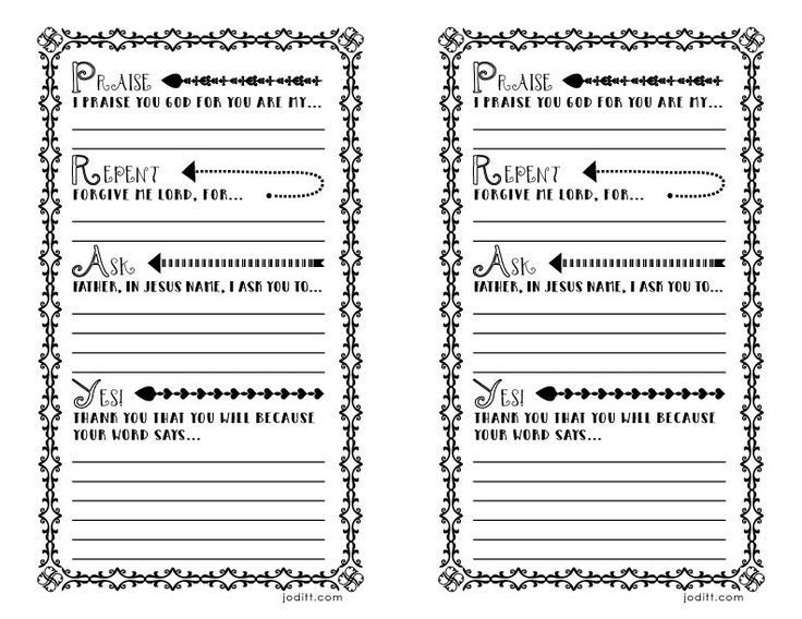 joditt | printable prayer list | prayer notebook examples