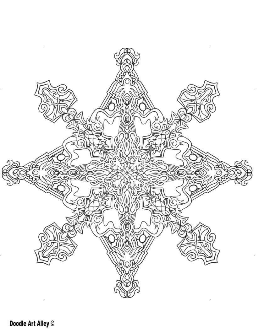 Snowflake Mandala 12th | snowflake printable coloring pages | snowflakes coloring pages free printable