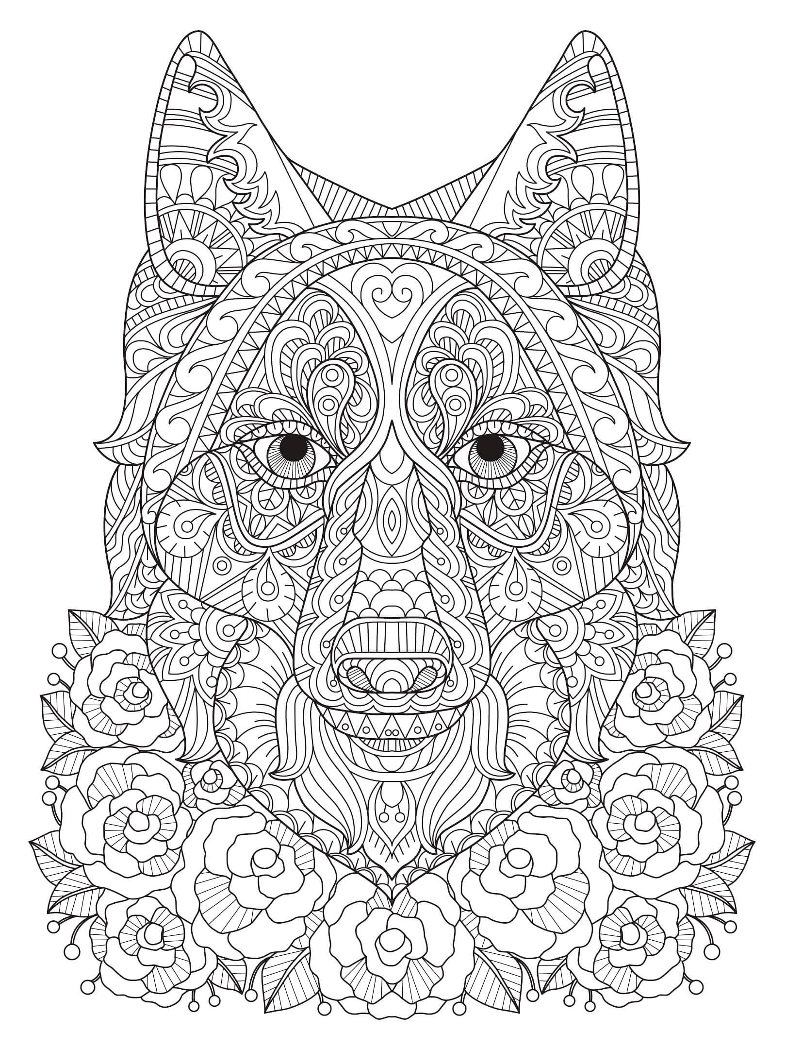 wolf coloring pages | mandala wolf coloring page | wolf mandala coloring page